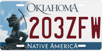 OK license plate 203ZFW