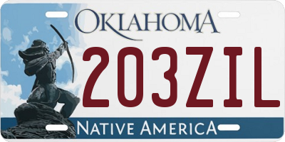 OK license plate 203ZIL