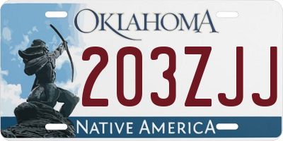 OK license plate 203ZJJ