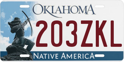 OK license plate 203ZKL