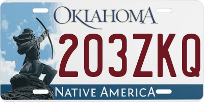 OK license plate 203ZKQ