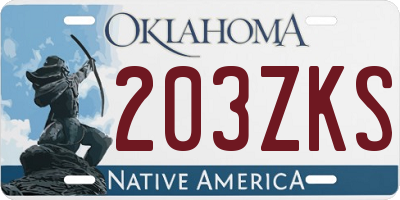 OK license plate 203ZKS
