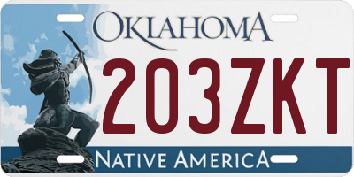 OK license plate 203ZKT