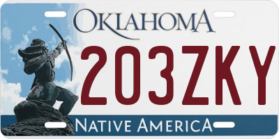OK license plate 203ZKY