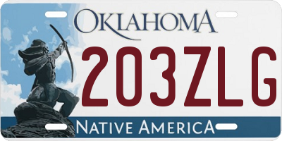 OK license plate 203ZLG