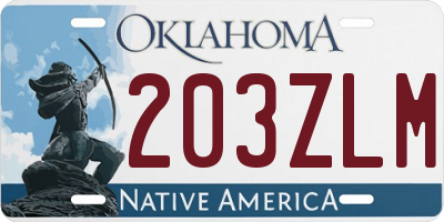 OK license plate 203ZLM