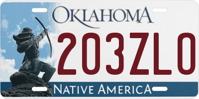 OK license plate 203ZLO
