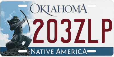 OK license plate 203ZLP