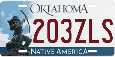 OK license plate 203ZLS
