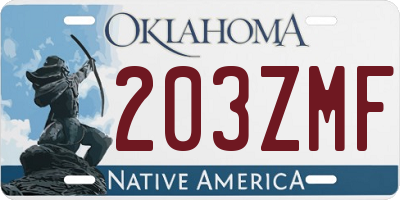 OK license plate 203ZMF