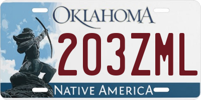 OK license plate 203ZML