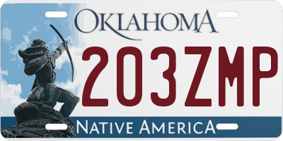 OK license plate 203ZMP