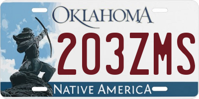 OK license plate 203ZMS