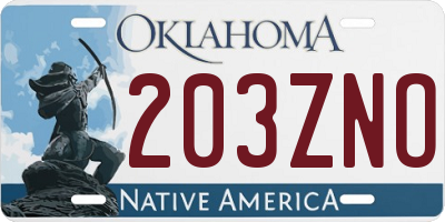 OK license plate 203ZNO