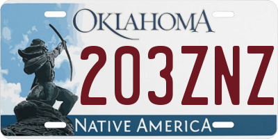 OK license plate 203ZNZ