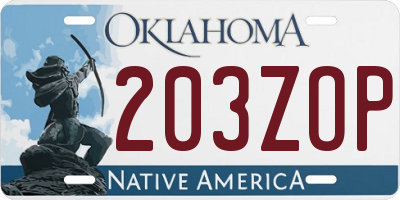 OK license plate 203ZOP