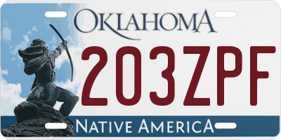 OK license plate 203ZPF