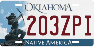 OK license plate 203ZPI