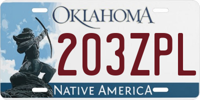 OK license plate 203ZPL