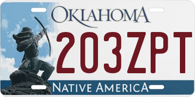 OK license plate 203ZPT