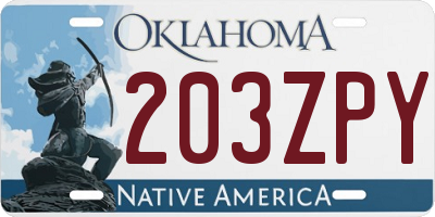 OK license plate 203ZPY