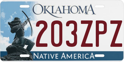 OK license plate 203ZPZ