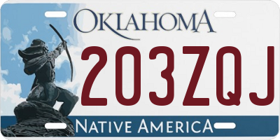 OK license plate 203ZQJ