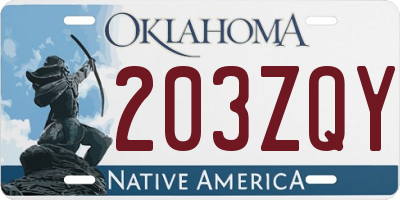 OK license plate 203ZQY