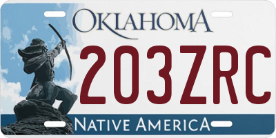 OK license plate 203ZRC