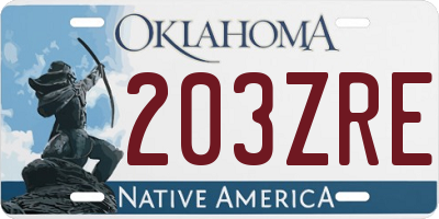 OK license plate 203ZRE