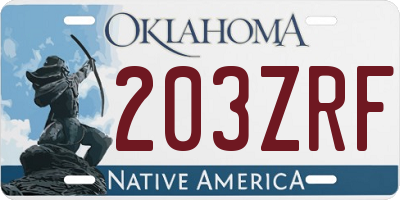 OK license plate 203ZRF