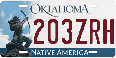 OK license plate 203ZRH