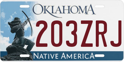 OK license plate 203ZRJ