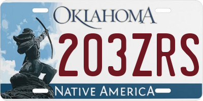 OK license plate 203ZRS