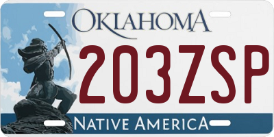 OK license plate 203ZSP
