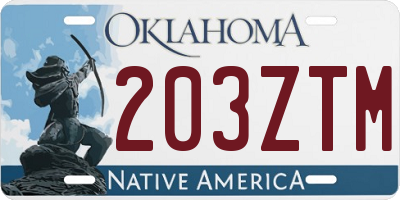 OK license plate 203ZTM