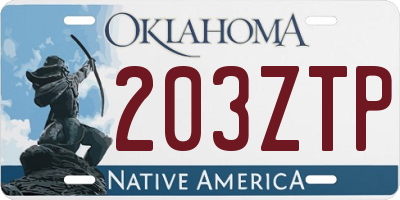 OK license plate 203ZTP