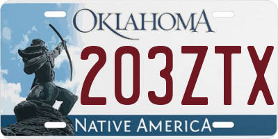 OK license plate 203ZTX