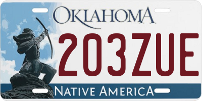 OK license plate 203ZUE