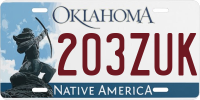 OK license plate 203ZUK