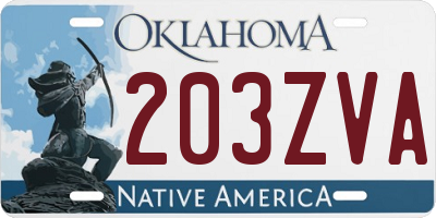 OK license plate 203ZVA