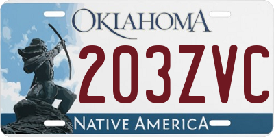 OK license plate 203ZVC