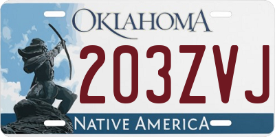OK license plate 203ZVJ