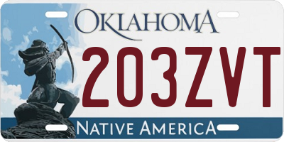 OK license plate 203ZVT