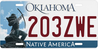 OK license plate 203ZWE