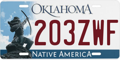 OK license plate 203ZWF