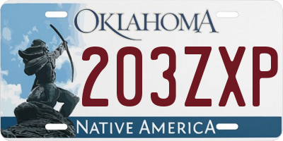 OK license plate 203ZXP