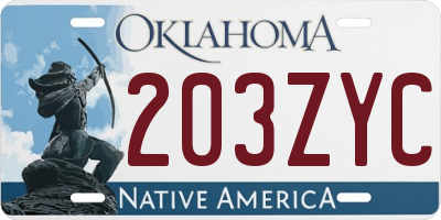 OK license plate 203ZYC