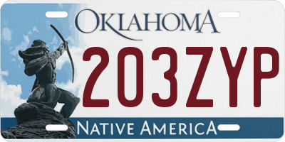 OK license plate 203ZYP