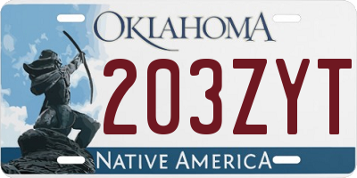 OK license plate 203ZYT